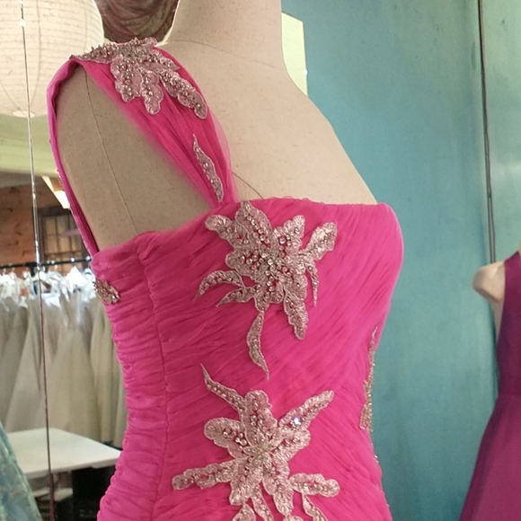 Sherri Hill Rhinestone Applique Slit Front Dress - Picture 3 of 13